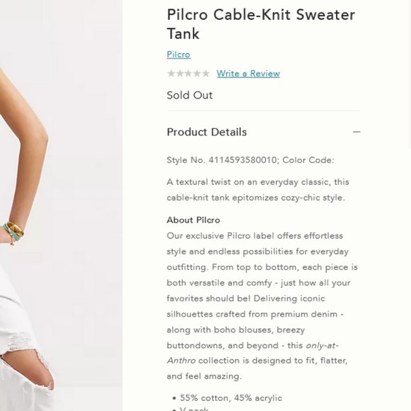 Pilcro Anthroplogie XL NWT Cable Knit Sweater Tank Vest Top Moss Green - Picture 3 of 6